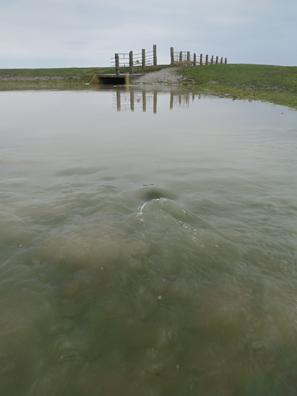 Afstromen van water uit een zomerpolder