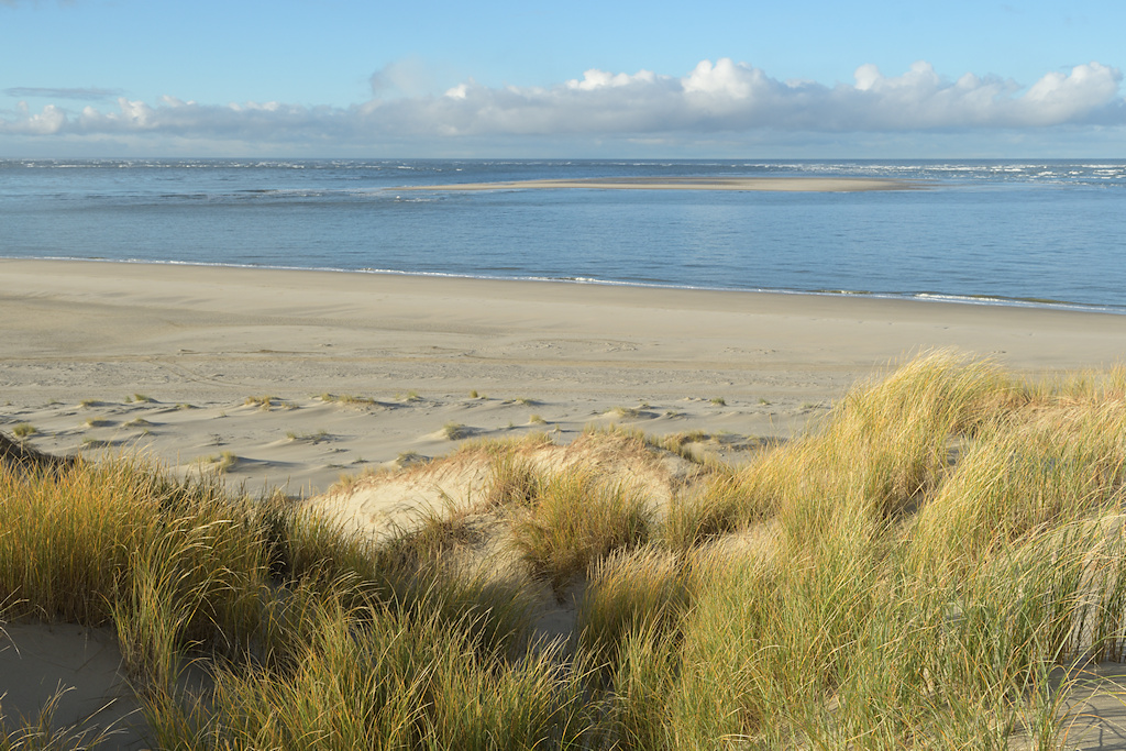 Een zandbank voor de Westkust van Terschelling
