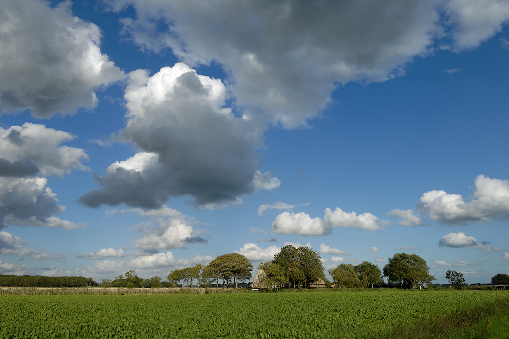 Mooiweerwolken boven landschap bij Waaksens