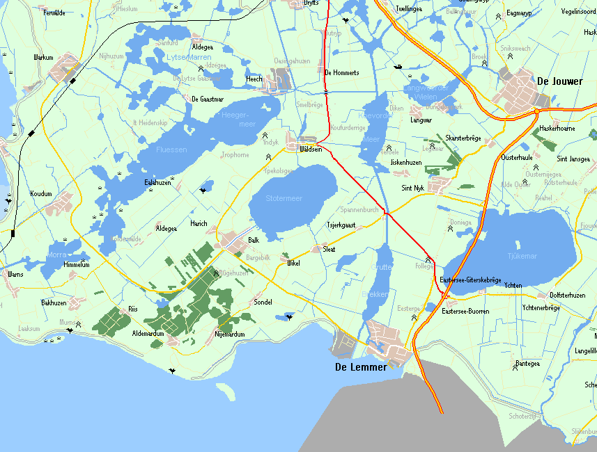 Kaart van Gaasterland en de Friese Meren