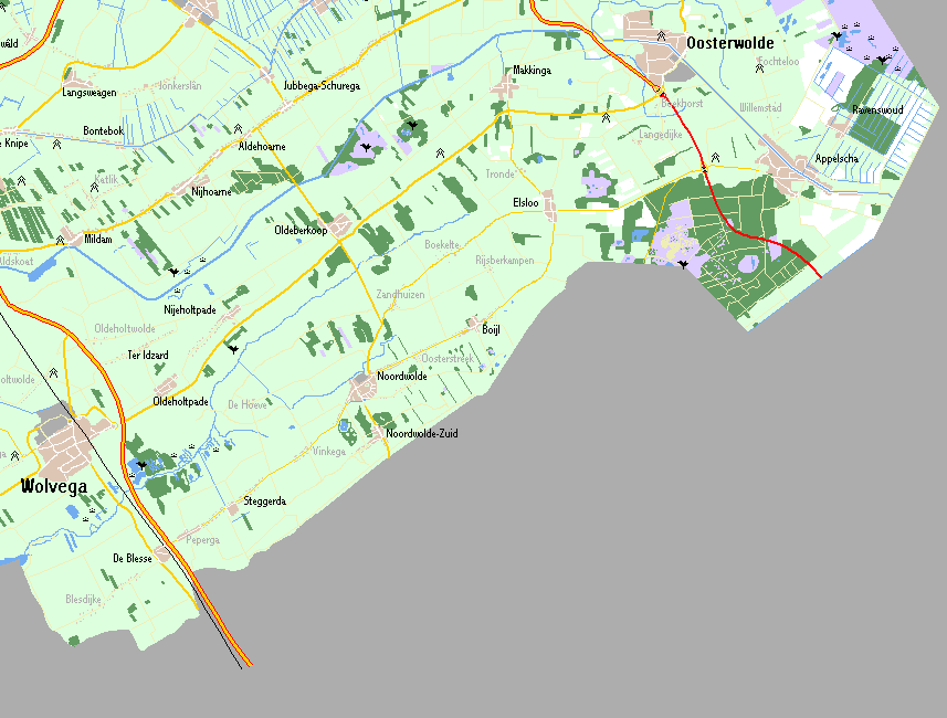 Kaart van Tjonger, Linde en Drents-Friese Wold