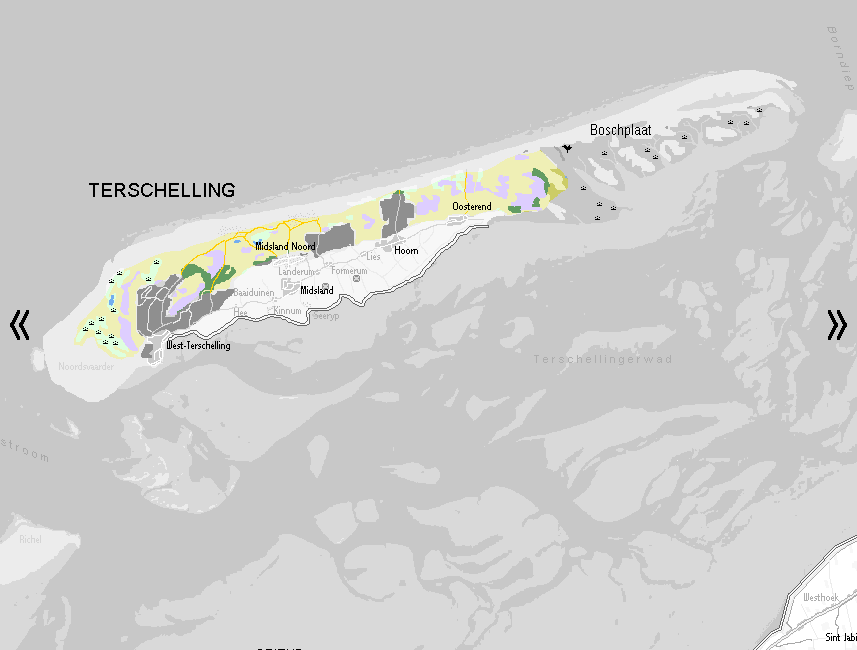 Natura 2000, kaart van de Duinen van Terschelling